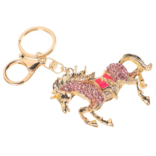 TEHAUX Llavero Colgante de Caballo Rosa de Metal para Mujer, Accesorio Decorativo para Bolso, Llavero de Animal Multifunción, Obsequio Original para Amantes Equitación