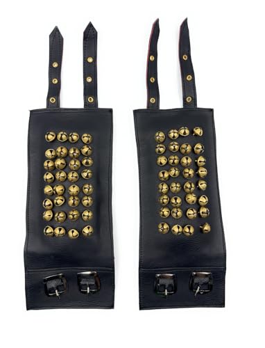 NATYAM Premium Dance Anklets – 4-Line Brass Ghungroo Bells with Brown Leather Belt| Ideal for Bharatanatyam, Kuchipudi & Indian Classical Dance