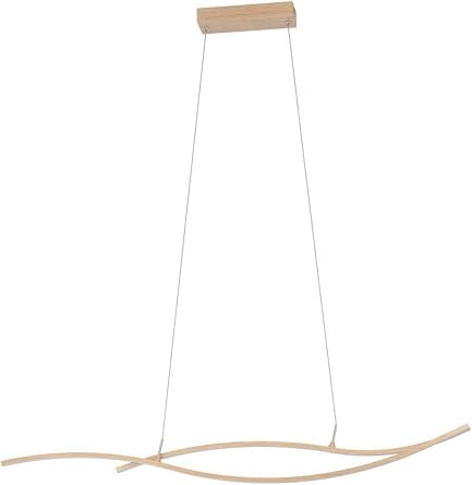 EGLO Grisolia LED sark t lamba, yemek masas   zerinde sark t lamba, kavisli yemek odas  lambas , ah ap g r n ml , metal ve plastik, s cak beyaz, 140 cm