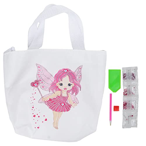Lmrysalque Bolsa de la compra de tela para manualidades, diseño de hadas, colores vivos, duradera bolsa de tela con pintura de diamantes