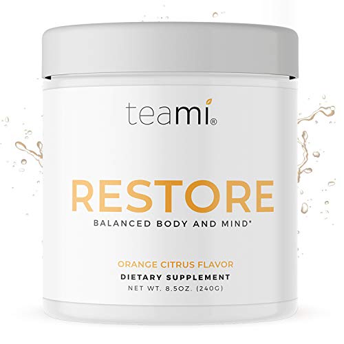 Calcium Magnesium Supplement - Restore by Teami with Vitamin C from Ascorbic Acid to Calm, De-Stress, Ease Muscle & Body Aches - Vegan Magnesium Citrate Powder is Gluten Free and Non-GMO (8.5oz)