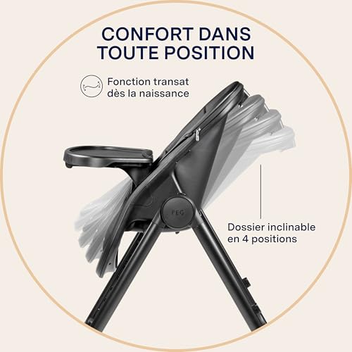 Chaise haute dès la naissance PEG Living True Black réglable - 3