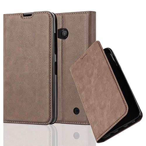 Cadorabo Hülle kompatibel mit Nokia Lumia 550 aus Premium Kunst Leder Flip Klappbare Stoßfeste Magnetische [Standfunktion] [Kartenfächern] Cover Hülle für Nokia Lumia 550 Tasche in Braun