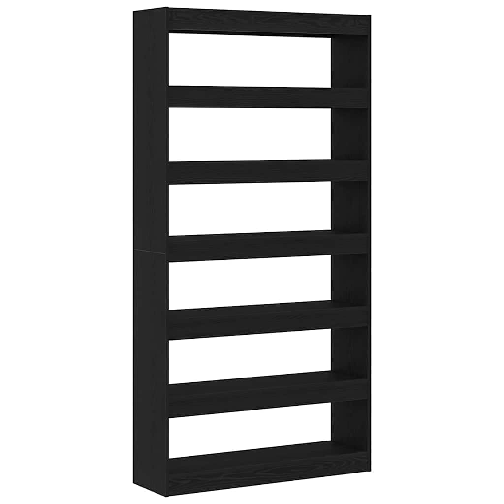 Libreria in rovere nero, 100 x 30 x 198 cm, 6 scomparti