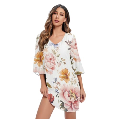 Robe de cocktail chic pour vos soirées d'été en mousseline florale vintage