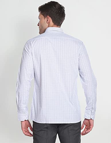 Image of Arrow Men Slim fit Cotton Checked Long Sleeves Cutaway Collar Shirt