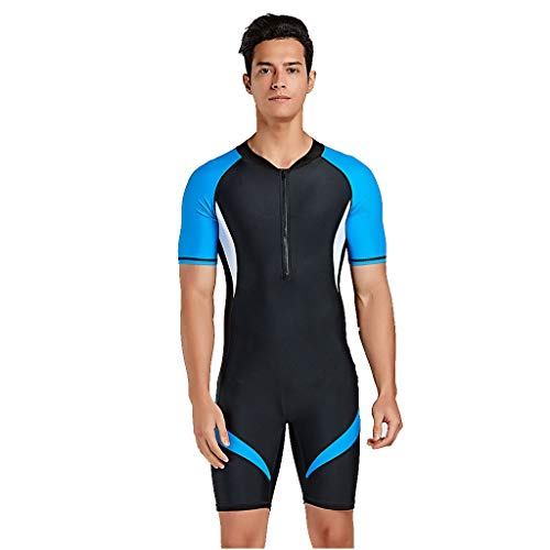 MILIMIEYIK Unisex Short Sleeve 2MM Neoprene Wetsuit Men for Surfing One Piece Triathlon Scuba Diving Spearfishing Wetsuit Blue