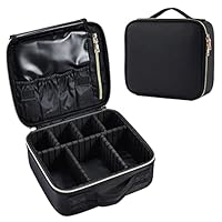 Stagiant Makeup Bag Vanity Case Travel Beauty Box Organiser Storage Box Makeup Organizer Bag with Removable Compartment, Classic Black