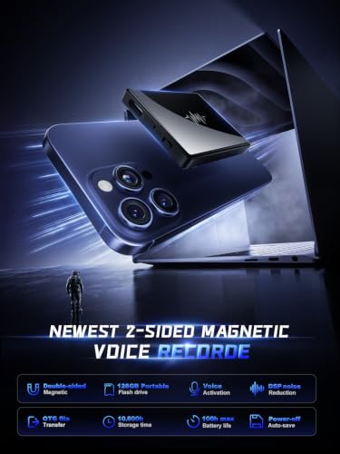 128GB(10800H) 2-Sides Magnetic Voice Recorder, Al-Triple Noise Cancellatio - image 2