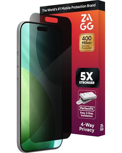 Image of ZAGG Privacy XTR Screen Protector for iPhone Air - 4-Way Privacy Full-Screen Filter, 5X Stronger, Fingerprint-Resistant Tempered Glass, Smooth Feel, Easy Two-Step Installation