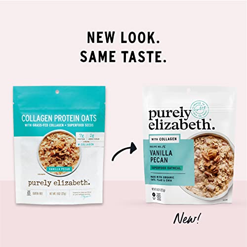 Image of purely elizabeth Oat Pouch Collagen Vanilla Pecan, 8 Ounce (Pack of 3)