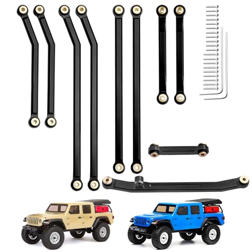 Hobbypark High Clearance Links Set Steering Rod Tie Upgrades for Axial SCX24 Gladiator AXI00005 Upgrades 1/24 RC Crawler Car (Black)