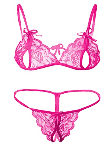 Image of Xs and Os Lace Bra Panty Peek-A-Boo Lingerie Set