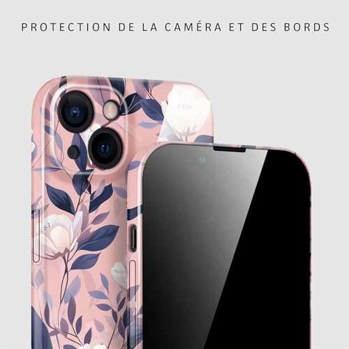 Coque iPhone 13 fleurs Blanc Rose avec protection de caméra intégrée - 2
