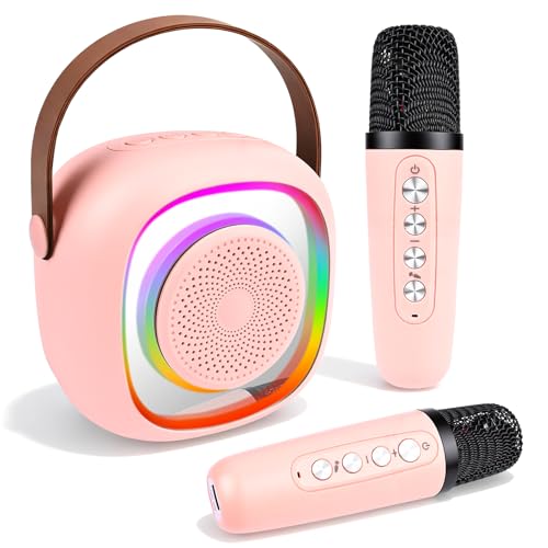Ambesty Karaoke Enfant avec 2 Microphones sans Fil, Micro Portables Karaoké, Jouet de Karaoké Bluetooth avec Voix Change et LED Lumière pour 3-12 Enfant...