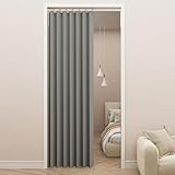 NEKOHASHI 間仕切りカーテン 断熱保温 一級遮光 のれん 遮光 暖簾 175cm丈 おしゃれ 北欧 アコーディオンカーテン 透けない 間仕切り ロング 節電対策 形状記憶 防音 目隠し 突っ張り棒カーテン 部屋の間仕切り 厚手 無地 カーテン ドア用 洗濯機対応 オーダー可 階段 玄関 グレー 幅100cm*丈175cm