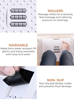 Poggiapiedi Ergonomico per Ufficio, Supporto per i Piedi per Scrivania Regolabile, Antiscivolo, Poggiapiedi con Funzione Massaggio, Migliora la Postura e la Circolazione, Ideale per Lavoro e Casa