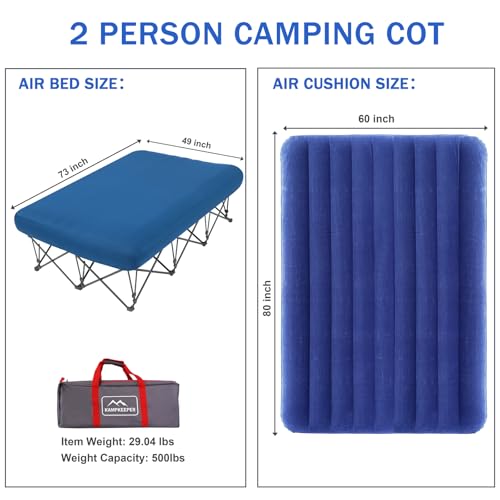 Image of KAMPKEEPER Camping Cot,Camping Cots for Adults,Folding Camping Cot with Inflatable Air Mattress and Carry Bag,for Outdoor Travel Camp Beach Vacation (not Included The Airpump)
