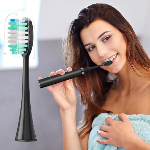 10 Pack Replacement Toothbrush Heads Compatible with AquaSonic Black Series, Vibe Series, Duo Series Pro,Elite, HDC Pro Electric Toothbrush,10 Black — view 6