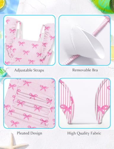 Image of NECIOUS Girls Swimsuit Ruffle Adjustable Straps One Piece Bathing Suit Solid Color Ruched Girls' Swimwear 9-16Y