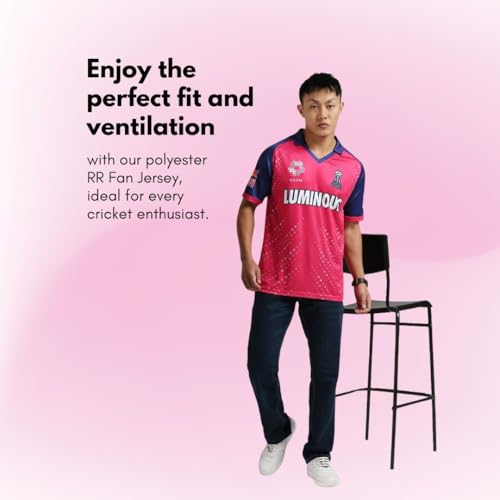 Image of playR x RR Fan Jersey 2024 - Men's Plain Half Sleeve T-Shirt Regular Fit Lightweight, Comfortable, Durable Sports Tee for Match Day, Training, Practice Everyday Wear for All Season