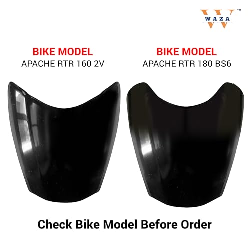 Image of WAZA Apache RTR 180 BS6 Windshield Front Headlight Visor Glass Bike Wind Deflectors Windscreen Glass Black Protector Superior ABS /PC Plastic (RTR)