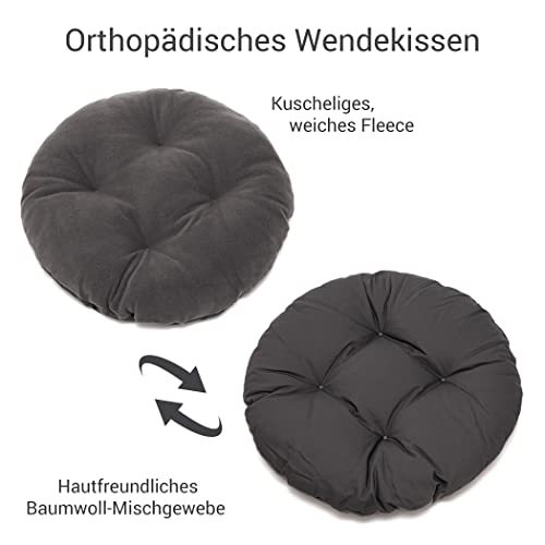 Doctor Bark - Hundebett rund - kuscheliges Hundekörbchen Mittelgroße Hunde mit orthopädischem Wendekissen und Toy-Bone - Waschbar bis 95°C - Made in Germany (M - 50x40 cm, Grau)