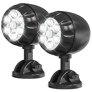 Fitybow Led Motion Sensor Light Battery Operated, IP65 Waterproof Ultra Bright Motion Sensor Outdoor Spotlight Head Adjustable with 8W 600 Lumen 6000K 6LEDs for Garage Yard Porch Patio 2Packs
