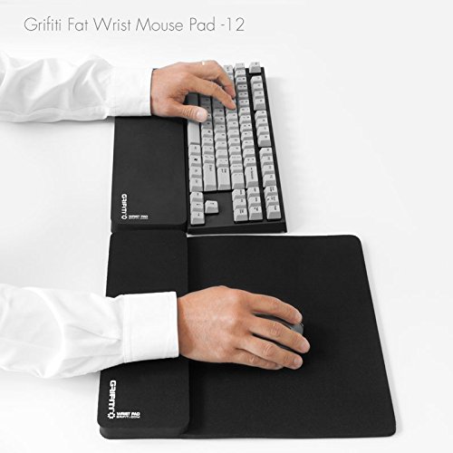 Grifiti Fat Mouse Wrist Pad 12 Jumbo Size Mouse Pad for Mice, Keypads, Numberpads, Trackpads, Trackballs, Adding Machines, Printing Calculators (Black Nylon)