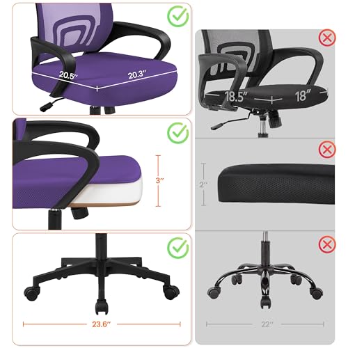 Image of Yaheetech Mid Back Mesh Computer Office Desk Chair Adjustable Swivel, Purple