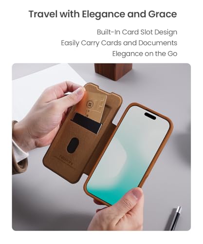 Image of PRITO Nilkin Wallet Flip Case for iPhone 17 Air with Card Slot and Camera Slider, PU Leather Case Cover, All-Around Protection (Black, iPhone 17 Air)