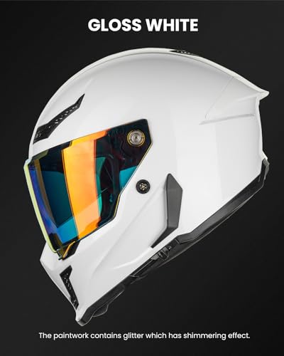 Image of ILM Motorcycle Helmets for Adult Men Women Full Face DOT ECE Powersports Dual Visor Street Racing Helmet with Pinlock Cascos para Motos Model MF509 (Whites, S)