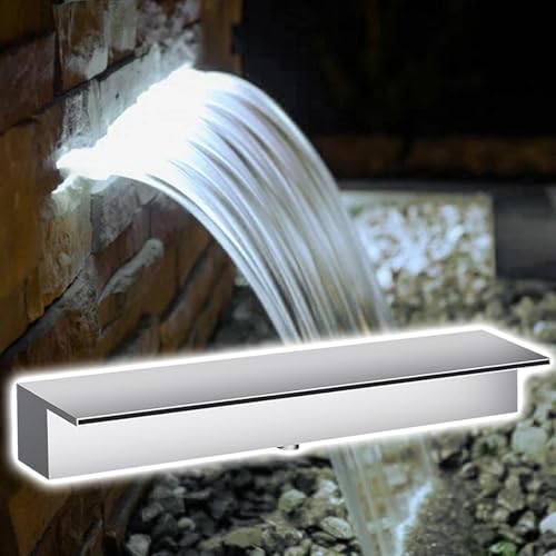 Stainless Steel Outdoor Waterfall Spillway - 18" Black Fountain for Garden, Pond & Pool - Perfect for Home & Commercial Landscaping
