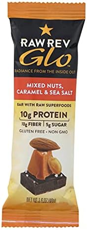 Raw Revolution Glo Bar - Mixed Nuts - Caramel and Sea Salt - 1.6 Ounce - Case of 12, United States, 12 Count