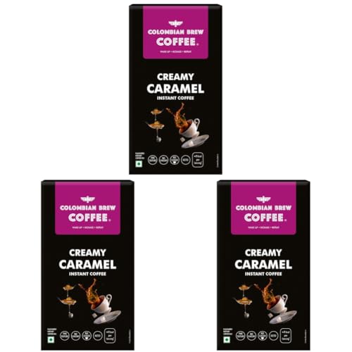 Image of Colombian Brew Creamy Caramel Instant Coffee Powder, No Sugar, 20 Sachets (Pack of 3)
