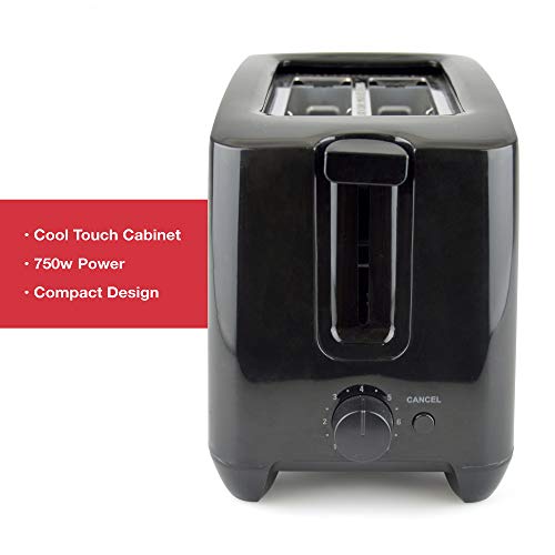 Kitchen Perfected® 2 Slice Extra Wide Slot Toaster - 750W - 7 Browning Levels - High Lift Eject Function - Centralisation for even cooking - Removable Crumb Tray - E2020BK - Gloss Black - Image 5