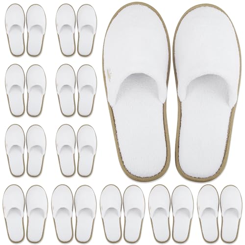 BERGMAN KELLY Spa Slippers, Closed Toe (Medium, 12 Pairs, White