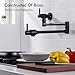23.4“ Black Pot Filler, BAGNOLUX Upside Down Design Pot Filler, Wall Mount Pot Faucet for Kitchen Sink Folding, Coffee Machine Faucet with Stretchable Double Joint Swing Arms