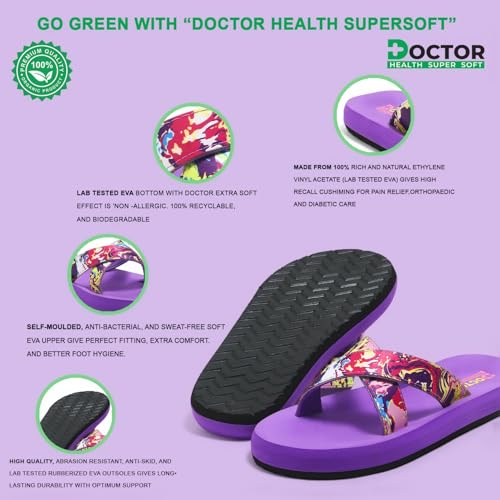 Image of DOCTOR HEALTH SUPER SOFT Women's Classic Ultra Soft Flip Flops with Cushion Footbed for Adult | Comfortable & Light Weight | Stylish & Anti-Skid | Waterproof & Everyday Slip-on for Ladies