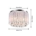 LaLuLa White Chandelier Mini Flush Mount Chandeliers Small Drum Lighting Crystal 3 Light Flush Mount Light Fixtures for Bedroom Chandelier