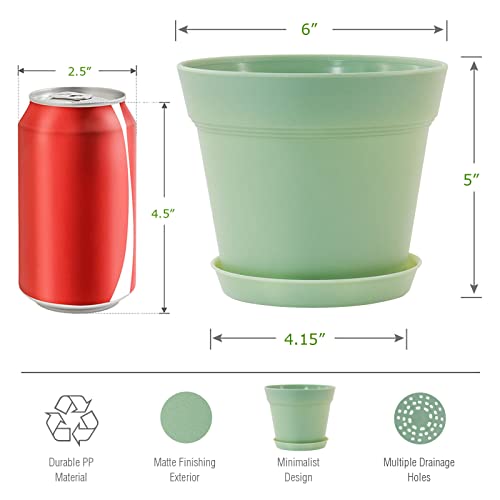 Wousiwer 16 Pack 6 Inch Plastic Planters, Plastic Indoor Planter Flower Pots, Heavy Duty And Stylish 6 Inch Plant Pots For Indoor Plants With Drainage Holes And Tray For Plants, Flowers, Colorful #TOP2