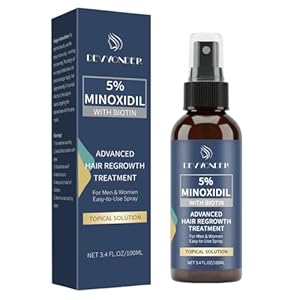 5% Minoxidil Spray for Men and Women – Hair Growth Serum with Biotin to Reduce Hair Loss, Stimulate Follicles & Regrow Thicker Hair, Minoxidil for Woman Hair Growth & Men’s Beard, 3.38 OZ