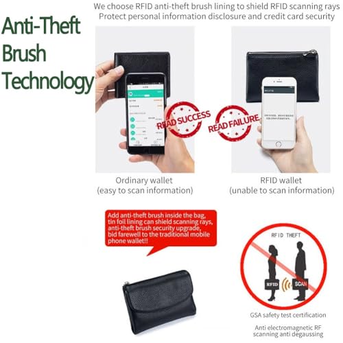 Unisex Pebble Leather Wallet,Short Slim Soft Genuine Leather Purse with Credit Card Holder & Cash Slots,Full Grain Small Compact Bifold Pocket Coin Purse,Multicolor Zipper Coin Holder(Black+red)2