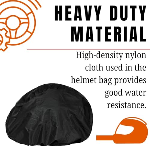 Image of Polyester Helmet Cover - Protects from Dust, Rain, Scratches | Dustproof Waterproof Lightweight and Durable Secure Universal Size Helmet Storage Bag for Motorcycles