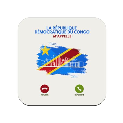 sous Verre en Bois - Le Congo RDC m'appelle Voyage Passion Culture Tourisme - 1 unité (95 x 95 mm)