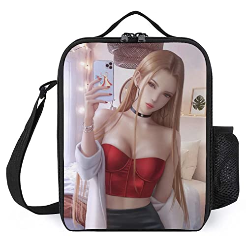 Video Games Mealholder Anime Girls Lunch Boxes Blonde Lunch Bag for Best Gift Idea for Boys Men Teen Girls Mens Fashion Cool Food Storage Food Carriers Cover
