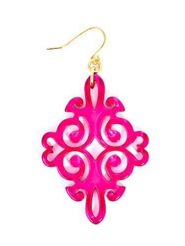 Zenzii Acrylic Resin Twirling Drop Earrings For Women (Hot Pink) #TOP2
