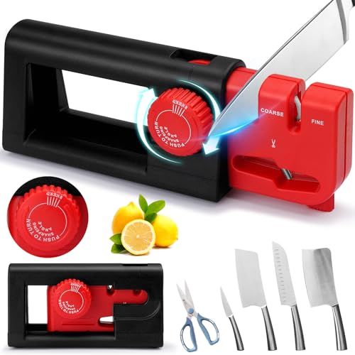 COZII Messerschärfer, 5 Einstellbarer Winkel Messerschärfer Profi, Manuelle Messerschaerfer mit Scherenschleifer, Tragbarer Knife Sharpener für Restaurieren, Polieren, Messer und Scheren
