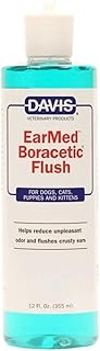Dog Clean Ear Med Boracetic Flush Solution Pet Odor and Residue Reliever Choose Size (12 Ounce)