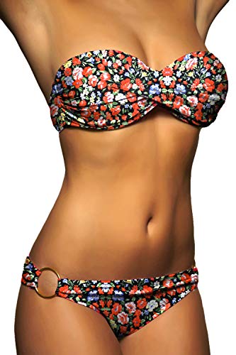 ALZORA Push Up Bandeau Twist Bikini Set Damen Pushup Badeanzug viele...
